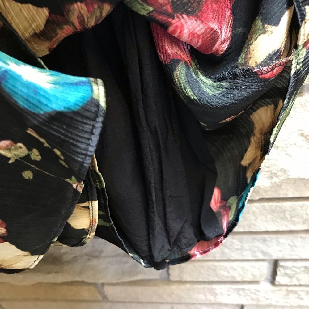 ZARA Multicolor Floral Romper Long Sleeve Chiffon Black Small - Picture 10 of 15